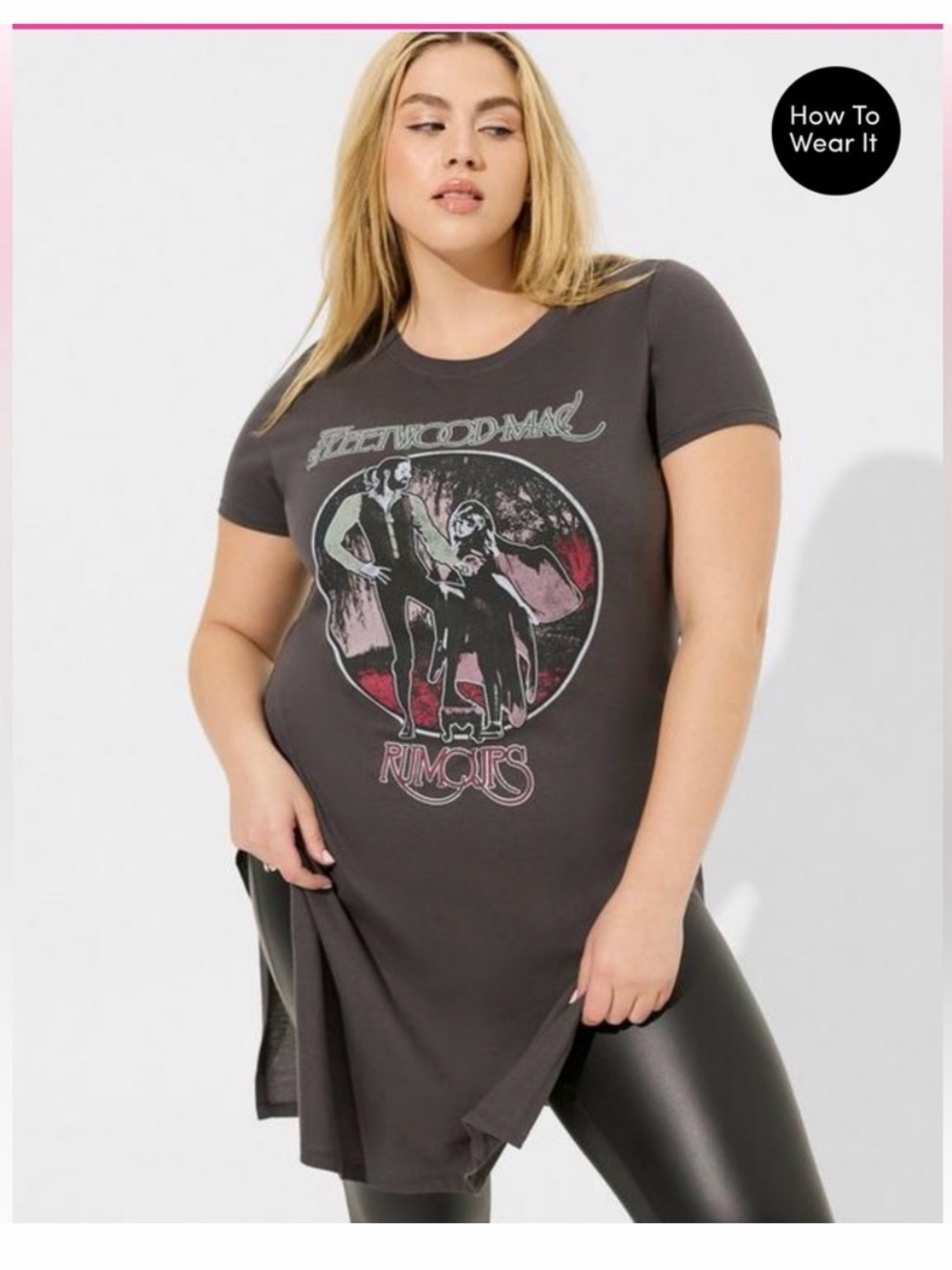 torrid Charcoal Fleetwood Mac split tunic